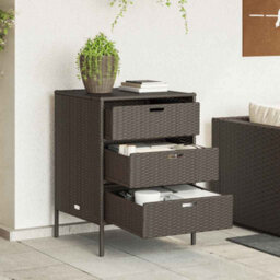 Walplus Garden Storage Cabinet Brown 55X59X80 Cm Poly Rattan - thumbnail 3