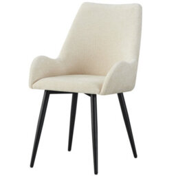 Mof Modern Upholstered Dining Chairs With Armrests  Set Of 4 Fabric Accent Chairs With Black Metal Legs Cream X4 - thumbnail 4