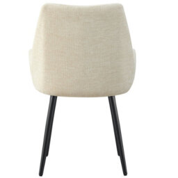 Mof Modern Upholstered Dining Chairs With Armrests  Set Of 4 Fabric Accent Chairs With Black Metal Legs Cream X4 - thumbnail 6