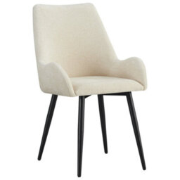Mof Modern Upholstered Dining Chairs With Armrests  Set Of 4 Fabric Accent Chairs With Black Metal Legs Cream X4 - thumbnail 5
