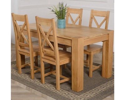 That's Furniture Kuba 150 X 85 Cm Chunky Medium Oak Dining Table And 4 Chairs Dining Set With Berkeley Chairs - image 1