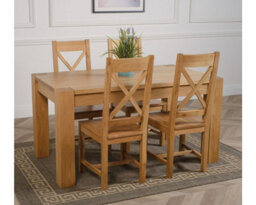 That's Furniture Kuba 150 X 85 Cm Chunky Medium Oak Dining Table And 4 Chairs Dining Set With Berkeley Chairs - thumbnail 3