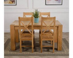That's Furniture Kuba 150 X 85 Cm Chunky Medium Oak Dining Table And 4 Chairs Dining Set With Berkeley Chairs - thumbnail 2