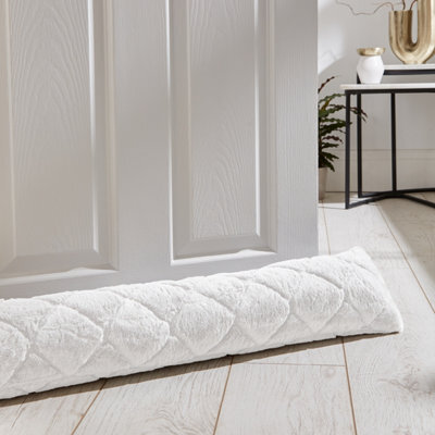 Catherine Lansfield Cosy Diamond Faux Fur Door Draught Excluder White - image 1