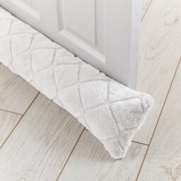 Catherine Lansfield Cosy Diamond Faux Fur Door Draught Excluder White - thumbnail 2