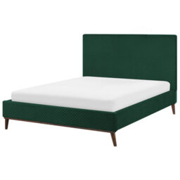 Beliani Bed Velvet Bayonne 140 X 200 Cm (Eu Double) Dark Green - thumbnail 4