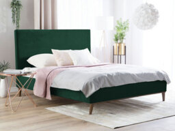 Beliani Bed Velvet Bayonne 140 X 200 Cm (Eu Double) Dark Green - thumbnail 2
