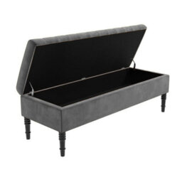 Safar 180Cm Ottoman Storage Bench - Plush Velvet Shoe Bench - Grey Lined Upholstery Storage Footstool - thumbnail 5