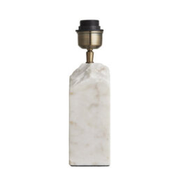 Industville Marble Medium Ridge Table Lamp - White, Rounded Rectangle Cotton  Shade - thumbnail 4