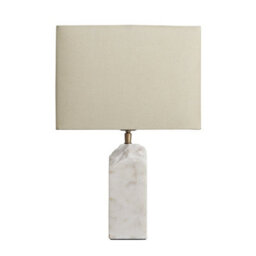 Industville Marble Medium Ridge Table Lamp - White, Rounded Rectangle Cotton  Shade - thumbnail 2