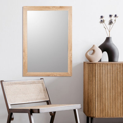 Andino Natural Light Oak Effect Woodgrain Rectangular Wall-Mounted Framed Mirror, (H)101Cm (W)71Cm - image 1