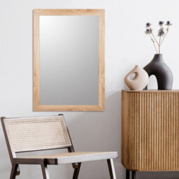 Andino Natural Light Oak Effect Woodgrain Rectangular Wall-Mounted Framed Mirror, (H)101Cm (W)71Cm - thumbnail 1