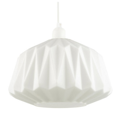 Happy Homewares Designer Opal White Glass Pendant Shade With Triangular Shaped Grooves - image 1