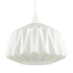 Happy Homewares Designer Opal White Glass Pendant Shade With Triangular Shaped Grooves