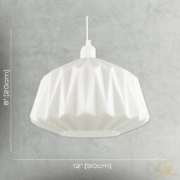 Happy Homewares Designer Opal White Glass Pendant Shade With Triangular Shaped Grooves - thumbnail 7