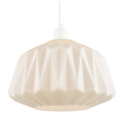 Happy Homewares Designer Opal White Glass Pendant Shade With Triangular Shaped Grooves - thumbnail 2