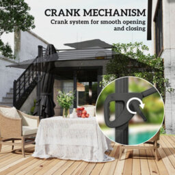 Outsunny 3.5M Aluminium Cantilever Parasol W/ Led Lights Crank Tilt Uv50+ Black - thumbnail 9