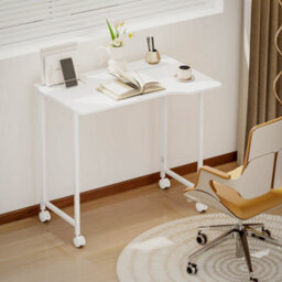 Wyld Haus Veso 80Cm White Wood-Effect Folding Desk With Lockable Wheels And Tablet Slot - thumbnail 8