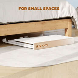 Wyld Haus Veso 80Cm White Wood-Effect Folding Desk With Lockable Wheels And Tablet Slot - thumbnail 5