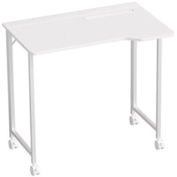 Wyld Haus Veso 80Cm White Wood-Effect Folding Desk With Lockable Wheels And Tablet Slot - thumbnail 2