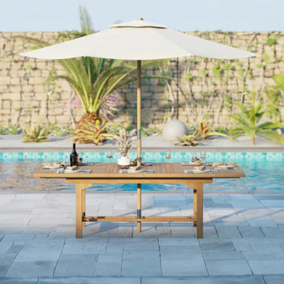 Eterna Solid Teak Wood Rectangular Outdoor Garden Dining Table - (L) 180 - 240Cm - image 1
