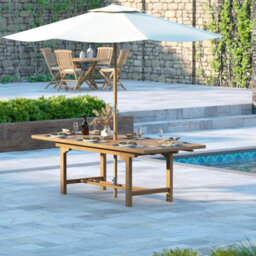 Eterna Solid Teak Wood Rectangular Outdoor Garden Dining Table - (L) 180 - 240Cm - thumbnail 2