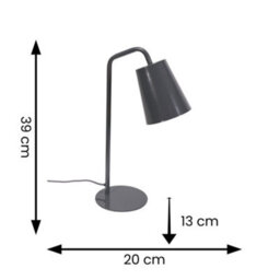 Valuelights Bibi Grey Metal Arched Stem Bedside Table Lamp For Bedroom Office Reading Light - thumbnail 6