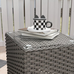Outsunny 3 Pcs Aluminium Rattan Bistro Set With Soft Cushions & Glass Top - thumbnail 9