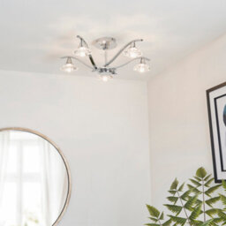 Anson Lighting Rayan Chrome And Clear Crystal 5 Light Semi Flush Ceiling Fitting - thumbnail 1