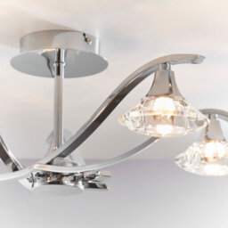 Anson Lighting Rayan Chrome And Clear Crystal 5 Light Semi Flush Ceiling Fitting - thumbnail 3