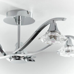 Anson Lighting Rayan Chrome And Clear Crystal 5 Light Semi Flush Ceiling Fitting - thumbnail 7