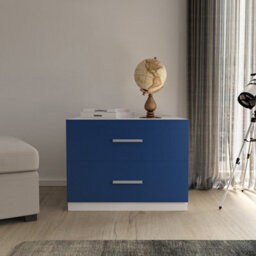 Urbn-Living Urbnliving 130Cm Height Blue Wardrobe Chest Cabinet Bedside Table 3 Piece Set - thumbnail 2