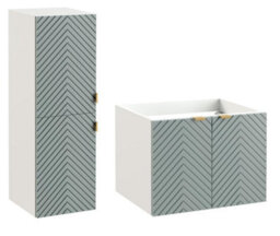Impact Furniture Bathroom Wall Cabinets Furniture Set Green 600mm Vanity Tallboy Herringbone Cara - thumbnail 2