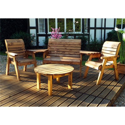 Marlborough Wooden 4 Seater Round Table Set With 1 X Bench & 2 X Chairs - image 1