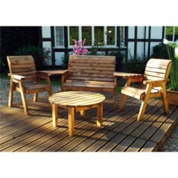 Marlborough Wooden 4 Seater Round Table Set With 1 X Bench & 2 X Chairs - thumbnail 1