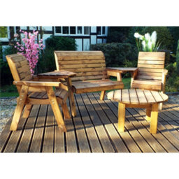 Marlborough Wooden 4 Seater Round Table Set With 1 X Bench & 2 X Chairs - thumbnail 2