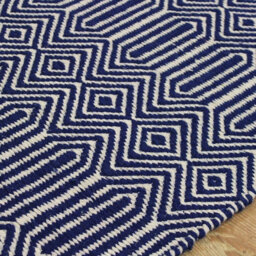Blue Geometric Handmade Modern Wool Easy To Clean Rug Dining Room Bedroom And Living Room-100Cm X 150Cm - thumbnail 4