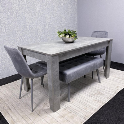 Kosy Koala Grey Wooden Dining Table Set With 2 Chairs And 2 Benches Dining Kitchen Furniture - image 1