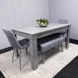 Kosy Koala Grey Wooden Dining Table Set With 2 Chairs And 2 Benches Dining Kitchen Furniture - thumbnail 1