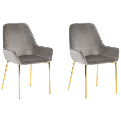 Beliani Set Of 2 Dining Chairs Loverna Velvet Grey - image 1