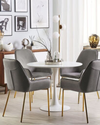 Beliani Set Of 2 Dining Chairs Loverna Velvet Grey - thumbnail 2