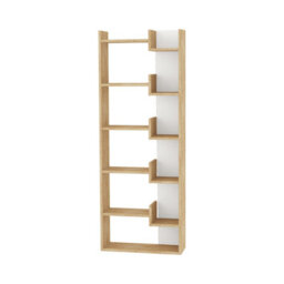 Decortie Oppa Modern Bookcase Tall Storage Shelving Unit 5 Tiers Oak White 162.4Cm - thumbnail 2