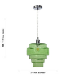 First Choice Lighting Set Of 2 Benson - 5 Tier Green & Chrome Ceiling Pendant Lights - thumbnail 6