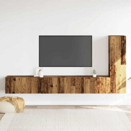 Berkfield Wall Mounted Tv Cabinets 3 Pcs Old Wood Engineered Wood - thumbnail 3