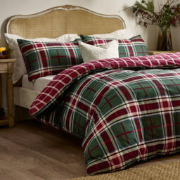 Wylder Braemar Check Soft Brushed Cotton Berry/pine Duvet Cover Set, Double - thumbnail 3