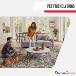 Decoranddecor Living Room Rugs, Washable Area Rugs, 120X170Cm, Non-Slip, Pet Friendly, Low Pile, Floral Rug - Orlina - thumbnail 2