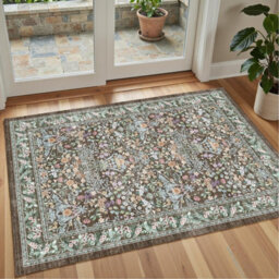Decoranddecor Living Room Rugs, Washable Area Rugs, 120X170Cm, Non-Slip, Pet Friendly, Low Pile, Floral Rug - Orlina - thumbnail 3