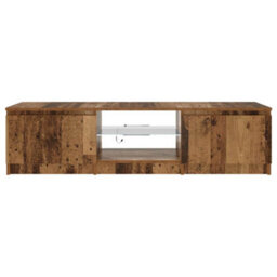 Berkfield Modern Tv Cabinet With Led Lights Old Wood 140X40X35.5 Cm Engineered Wood - thumbnail 6