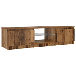 Berkfield Modern Tv Cabinet With Led Lights Old Wood 140X40X35.5 Cm Engineered Wood - thumbnail 7