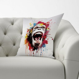 Warren Reed Designer Coloured Splashart Crazy Monkey Face Cushions 60Cm X 60Cm - thumbnail 2
